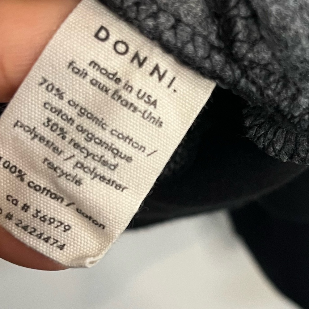 DONNI. Organic Cotton button accent Charcoal Hooded Sweatshirt Hoodie - Charcoal - Picture 4 of 9